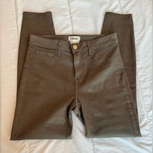 L'Agence Coated Margot H/R Skinny Jean in Taupe - Size 29